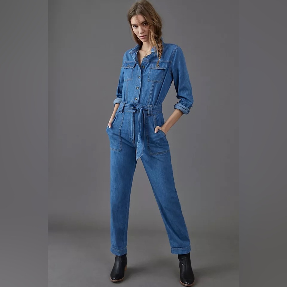 Pilcro Women's Blue Denim Jumpsuit